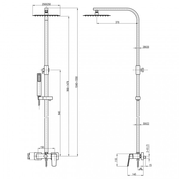 Душова система TOPAZ LEXI TL 21702-H57-BL