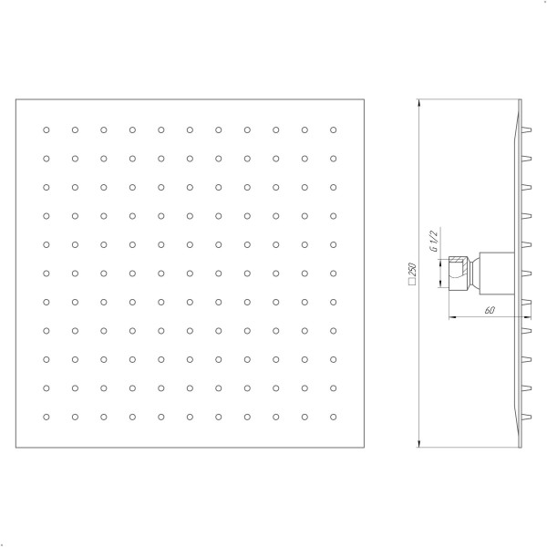 Лійка верхнього душу 250 мм TOPAZ TSQ-250-CR