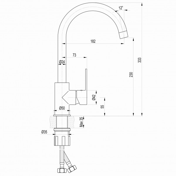 Змішувач для кухні одноважільний TOPAZ 000020985