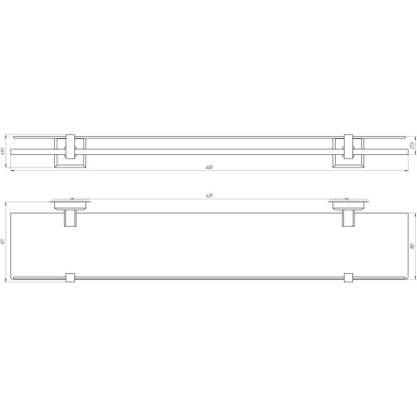 Полка TOPAZ TKB 9927 стекло с бортиком
