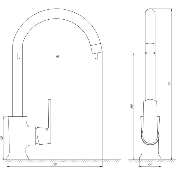 Змішувач для кухні одноважільний Globus Lux 000021859