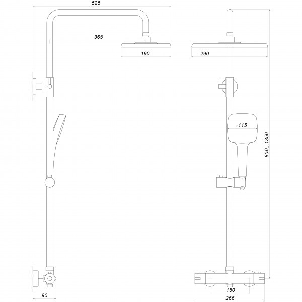 Душевая система Globus Lux Termostatic R GLA-0040T-BB