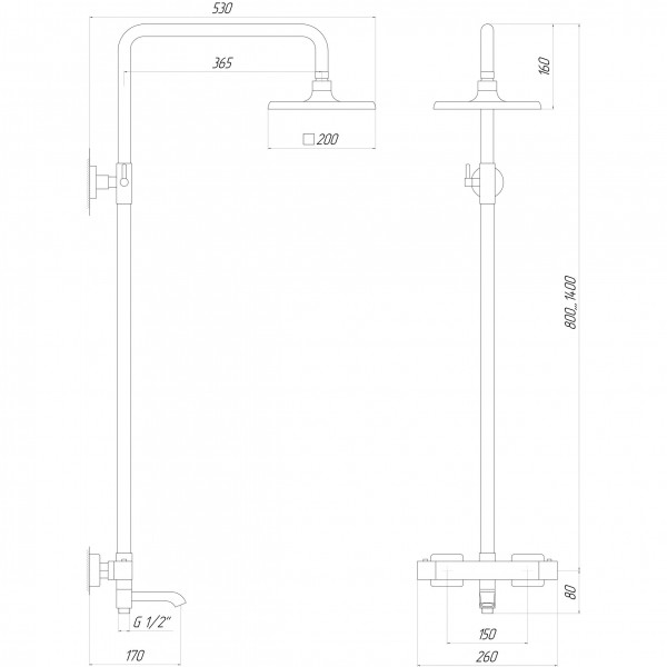 Душова система Globus Lux Termostatic Q GLM-0041T-BB