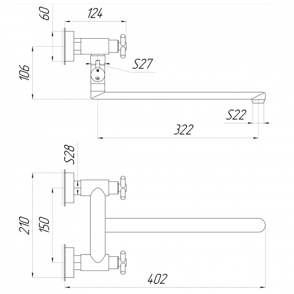 Смеситель для ванны Globus Lux DUKAT SD4-108