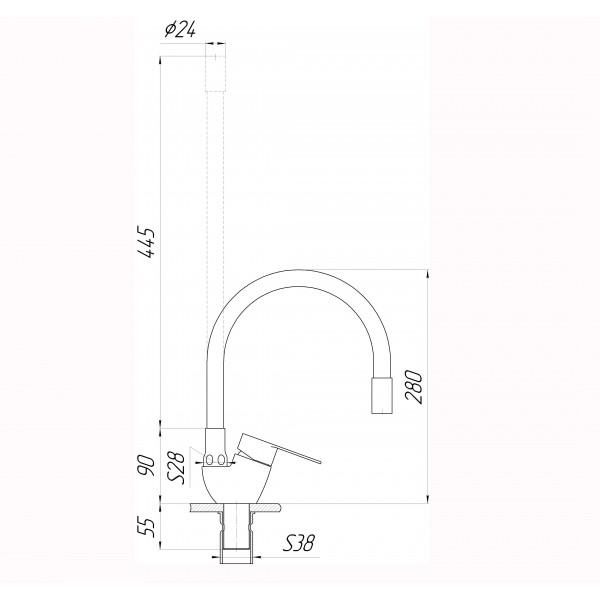 Смеситель для кухни с гибким изливом однорычажный Globus Lux 000023003