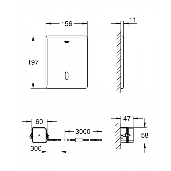 Кран для унитаза сенсорный скрытого монтажа Grohe 38393SD1 Tectron Skate нержавеющая сталь