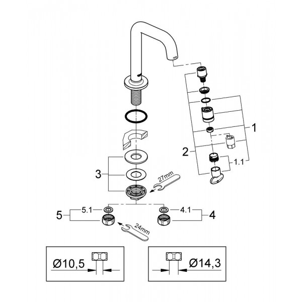 Кран на воду для умивальника GROHE Universal 20202000 Кран на воду для умивальника GROHE Universal 20202000