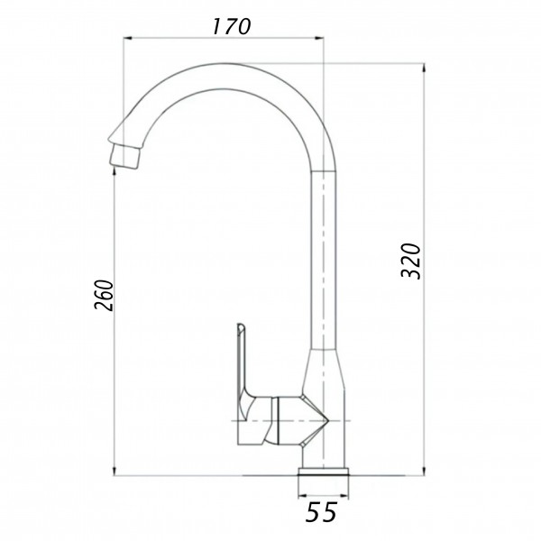 Змішувач для кухні BRAVO BR-11-203L термостійкий ABS пластик Одноважільний Поворотний