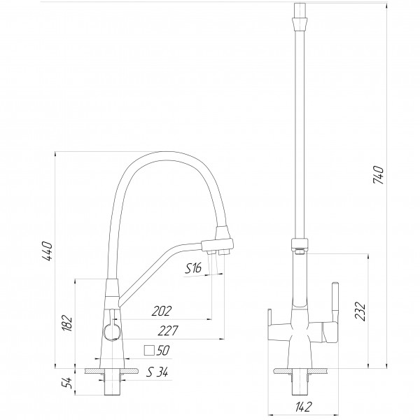 Смеситель для кухни с подключением к фильтру Globus Lux LAZER 000024669