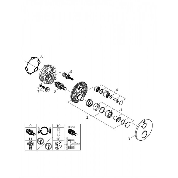 Змішувач для душу термостатичний прихованого монтажу на 2 виходи Grohe Grohtherm 24076000 Змішувач для душу термостатичний прихованого монтажу на 2 виходи Grohe Grohtherm 24076000