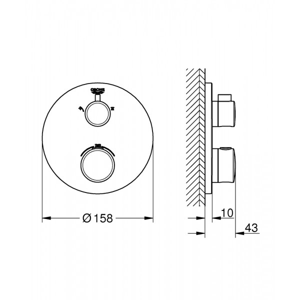 Змішувач для душу термостатичний прихованого монтажу на 2 виходи Grohe Grohtherm 24076000 Змішувач для душу термостатичний прихованого монтажу на 2 виходи Grohe Grohtherm 24076000