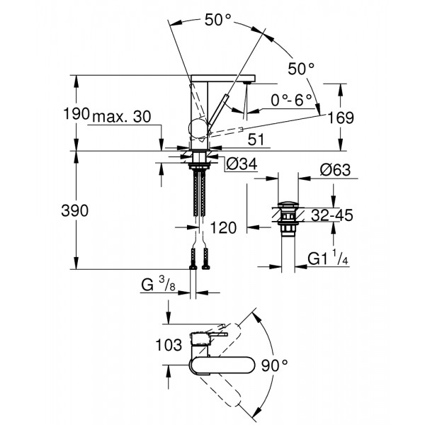 Смеситель для умывальника   Grohe Plus 23872003 Смеситель для умывальника   Grohe Plus 23872003