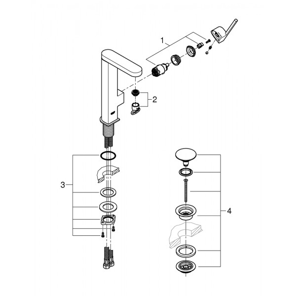 Смеситель для умывальника L-size Grohe Plus 23873003
