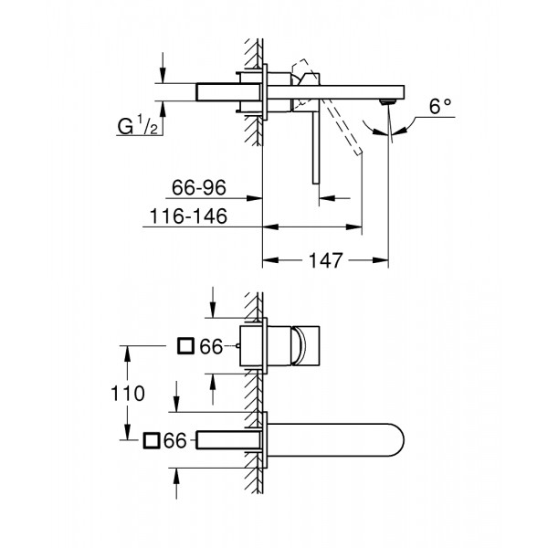 Смеситель для раковины скрытого монтажа Grohe Plus 29303003