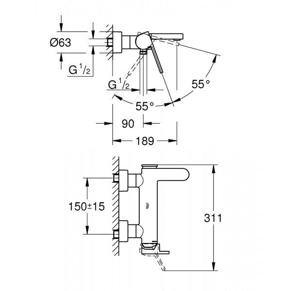 Змішувач для ванни Grohe Plus 33553003