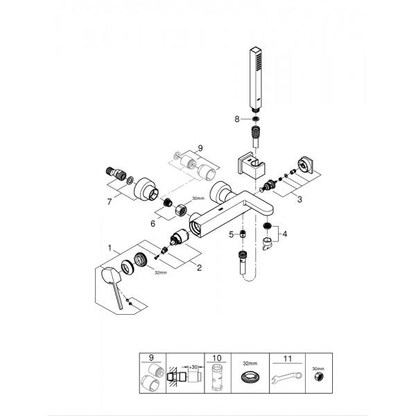 Змішувач для ванни з душем Grohe Plus 33547003