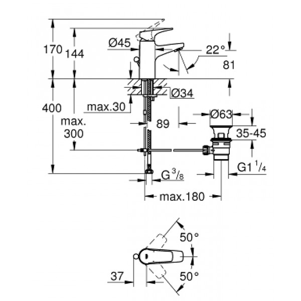 Змішувач для умивальника   Grohe BauFlow 23751000 Змішувач для умивальника   Grohe BauFlow 23751000