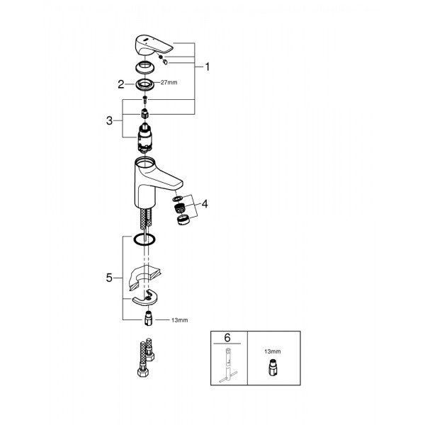 Змішувач для умивальника   Grohe BauFlow 23752000