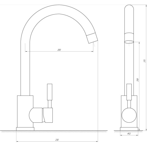 Змішувач для кухні одноважільний Globus Lux 000026593