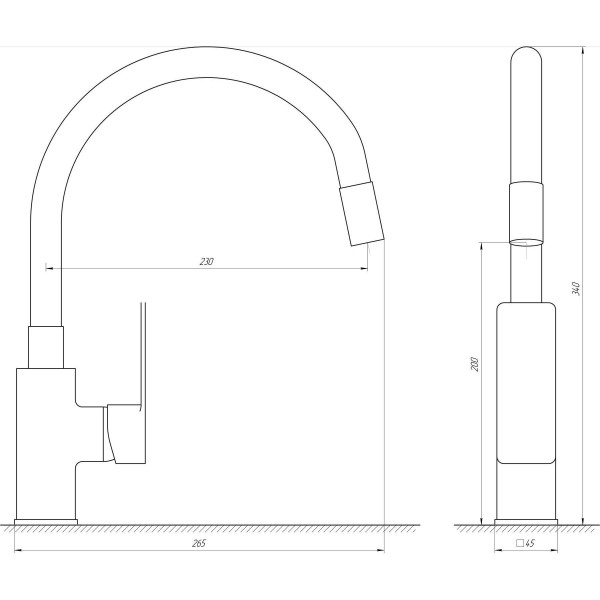 Змішувач для кухні з гнучким виливом одноважільний DOMINO 000026600