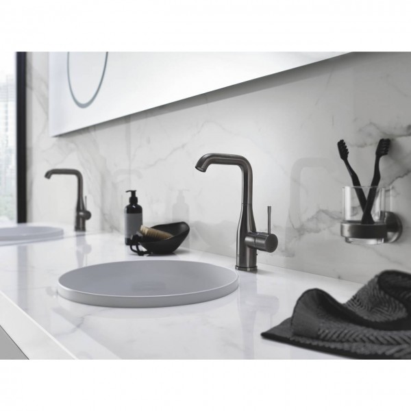 Змішувач для раковини чорний графіт одноважільний Grohe Essence 32628AL1