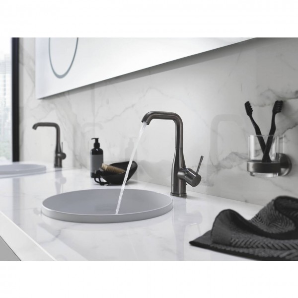 Змішувач для раковини чорний графіт одноважільний Grohe Essence 32628AL1