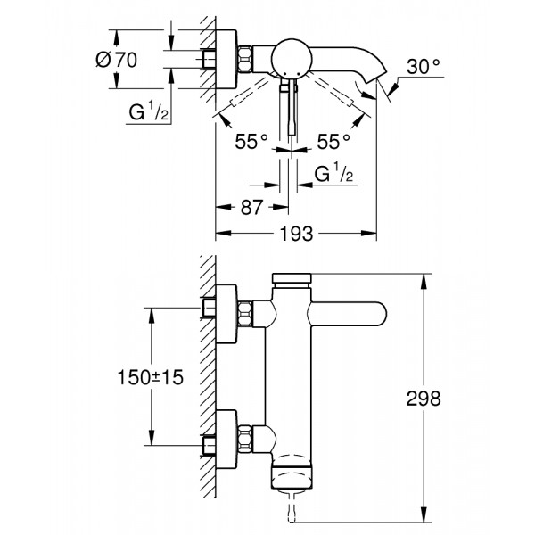 Смеситель для ванны Grohe Essence 33624DL1 медь Смеситель для ванны Grohe Essence 33624DL1 медь