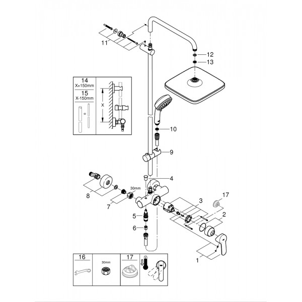 Душова система настінного монтажу хром Grohe Tempesta Cosmopolitan 250 26692000 Душова система настінного монтажу хром Grohe Tempesta Cosmopolitan 250 26692000