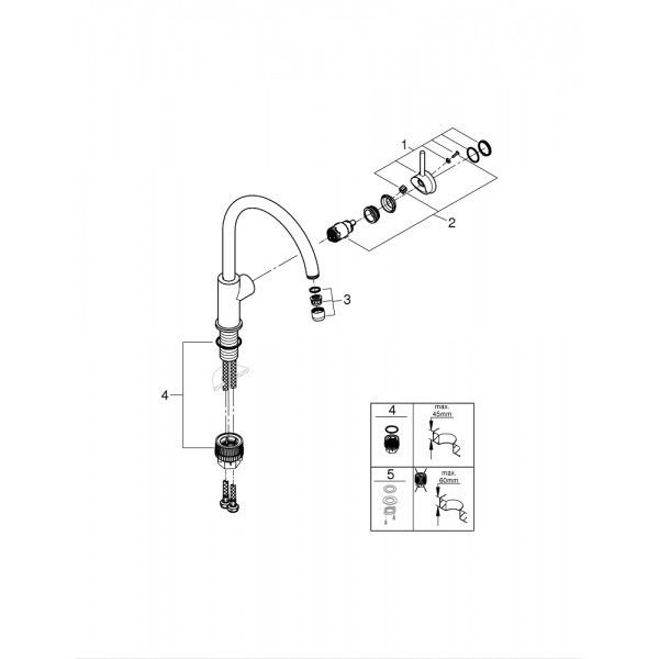 Смеситель для кухни однорычажный Grohe BauClassic 31234001