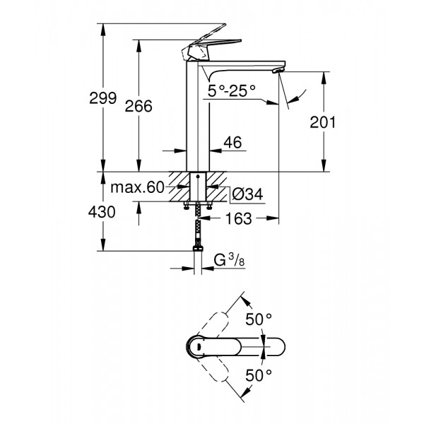 Змішувач для умивальника XL-size Grohe Eurosmart Cosmopolitan 23921000