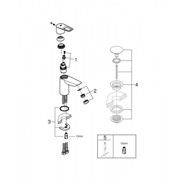 Смеситель для умывальника   Grohe BauLoop New 23337001 Смеситель для умывальника   Grohe BauLoop New 23337001