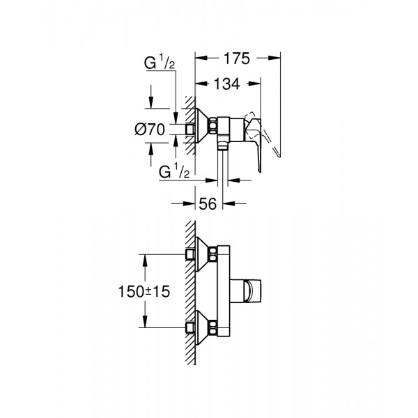 Змішувач для душу настінний Grohe BauLoop New 23634001