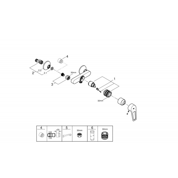 Змішувач для душу настінний Grohe BauLoop New 23634001