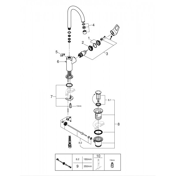 Змішувач для умивальника L-size Grohe BauLoop New 23763001