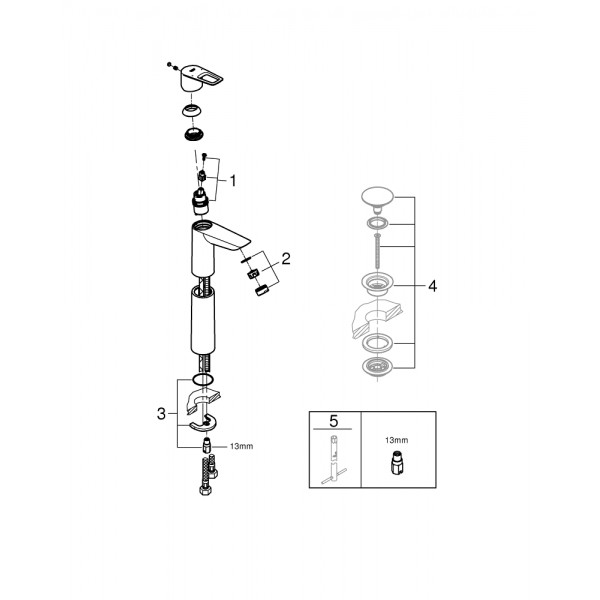 Смеситель для умывальника XL-size Grohe BauLoop New 23764001
