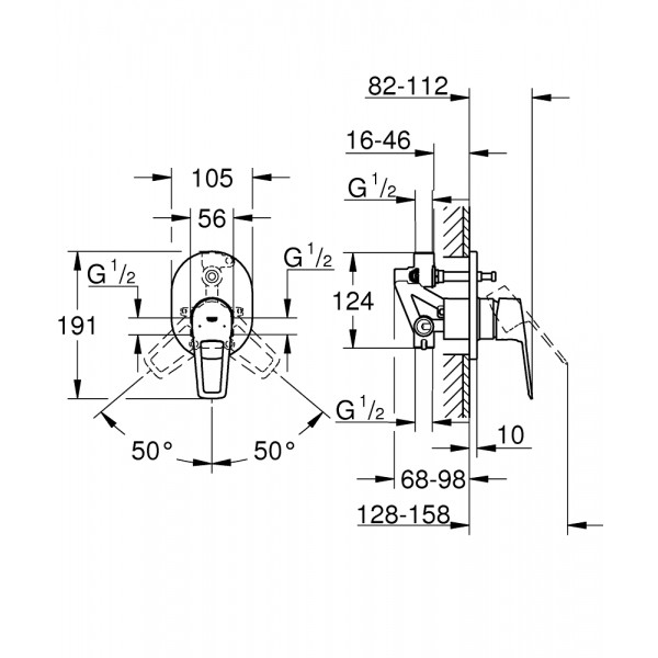 Змішувач для душу прихованого монтажу на 2 виходи Grohe BauLoop New 29041001