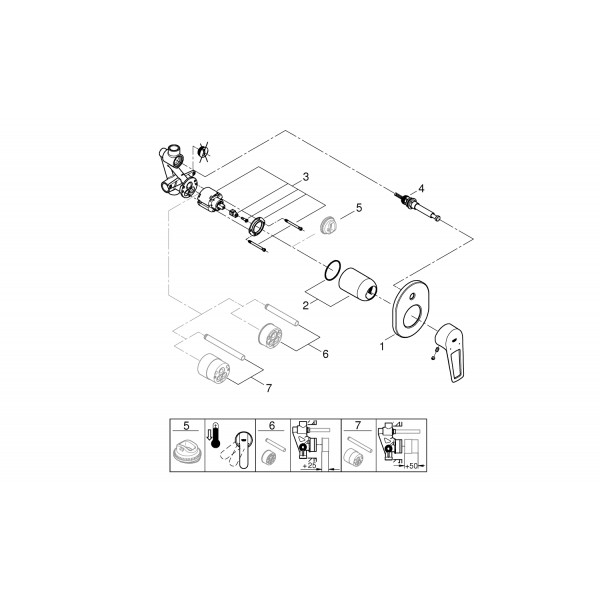 Змішувач для душу прихованого монтажу на 2 виходи Grohe BauLoop New 29041001