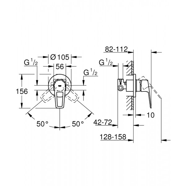 Смеситель для душа скрытого монтажа Grohe BauLoop New 29042001 Смеситель для душа скрытого монтажа Grohe BauLoop New 29042001