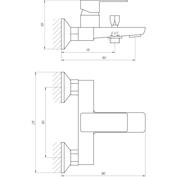 Змішувач для ванни Globus Lux Milano GLM-0102-10-BB
