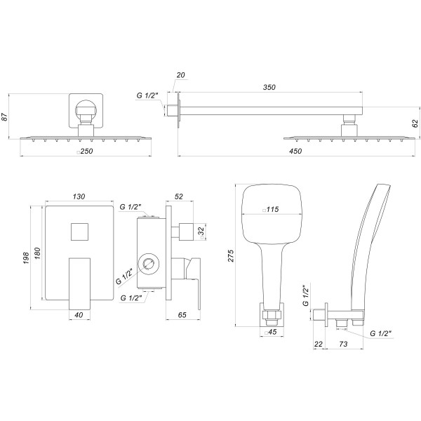 Душевая система Globus Lux SMART GLM-205-GP