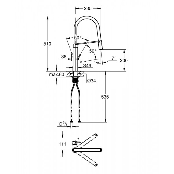 Смеситель для кухни рефлекторный хром Grohe Viamo 30433000