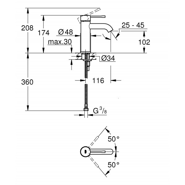 Смеситель для раковины чёрный однорычажный Grohe Essence 24172KF1 Смеситель для раковины чёрный однорычажный Grohe Essence 24172KF1