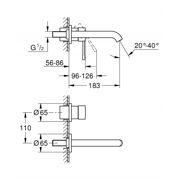 Смеситель для раковины скрытого монтажа чёрный Grohe Essence 29192KF1