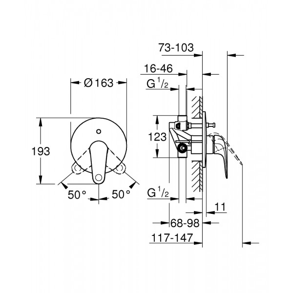 Змішувач для душу прихованого монтажу на 2 виходи Grohe Swift 24336001