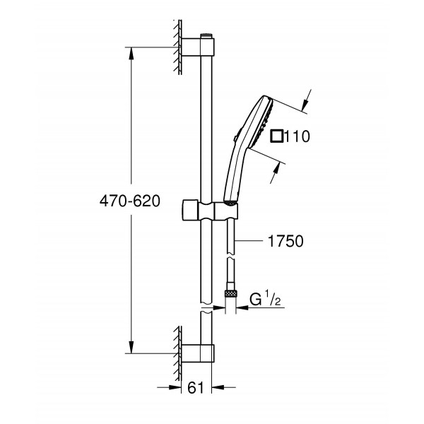 Душевая стойка 60 см Grohe Tempesta Cube 110 26748003 Душевая стойка 60 см Grohe Tempesta Cube 110 26748003