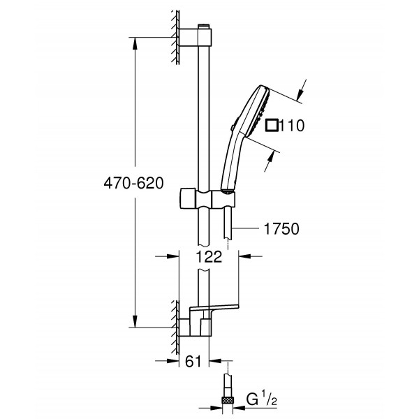 Стійка для душу 60 см Grohe Tempesta Cube 110 26907003