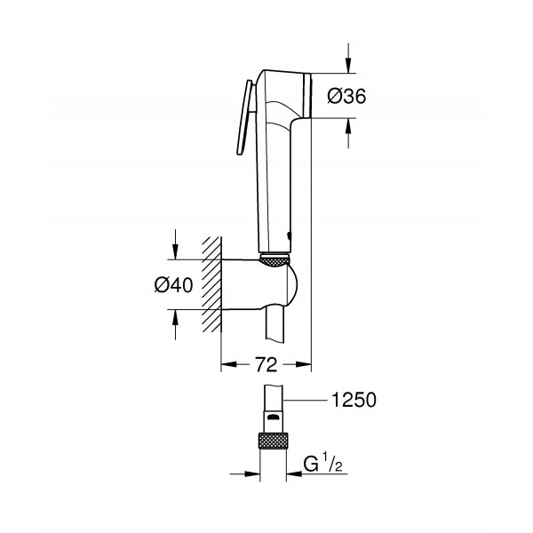 Лійка для гігієнічного душу з тримачем чорна Grohe Tempesta-F Trigger Spray 30 1025302431)