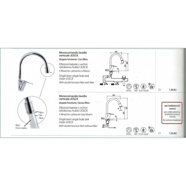 Змішувач для кухні з підключенням до фільтра TRES   000004883