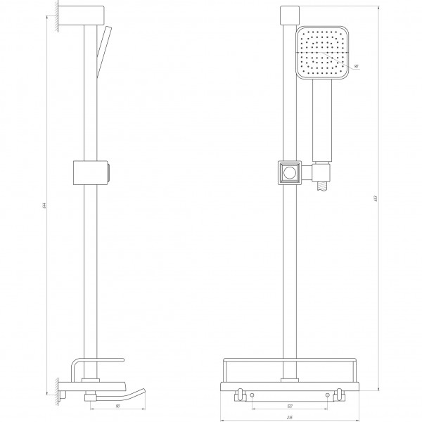 Душова стійка 65 см Dishi L116-TP-KIT