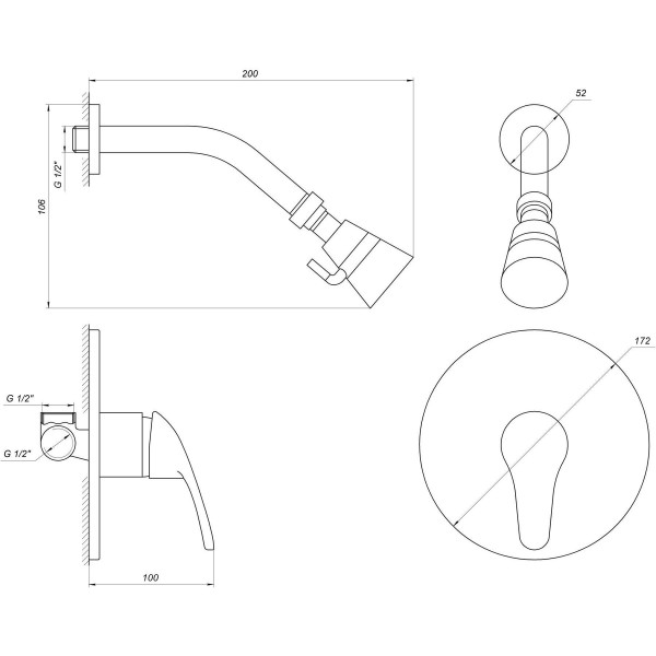 Смеситель для душа Globus Lux SOLLY GLSO-0105S